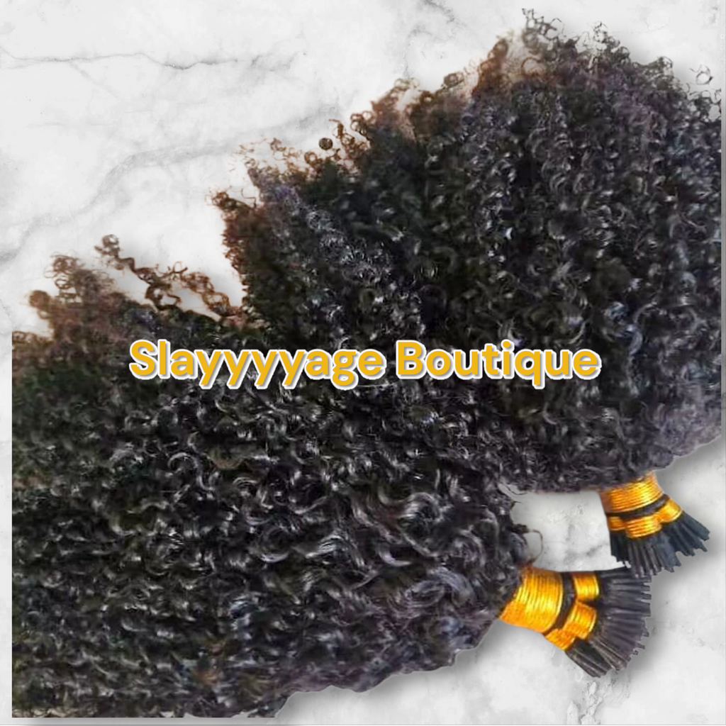 Mongolian I Tip Microlinks Burmese Curly Human Hair