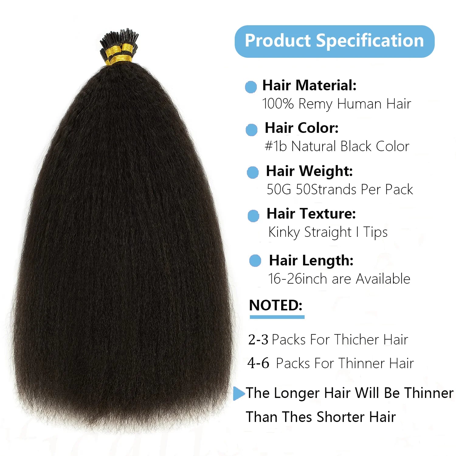 Kinky Straight Microlinks Virgin Human Hair I Tip Hair Extension (50g)