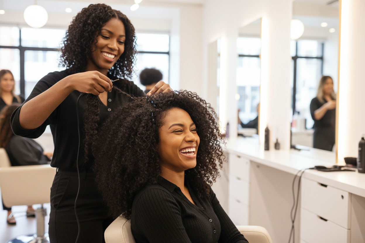 Her hair needs to be a curlier texture 