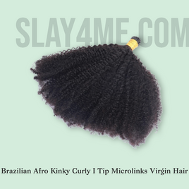 Brazilian Afro Kinky Curly I Tip Microlinks Virgin Hair